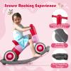 BABY JOY 3 in 1 Rocking Horse, Kids Ride on Toy Balance Bike w/ 4 Smooth Wheels, Detachable Balance Board and Height Adjustable Seat, Baby Rocking Toy for Boys Girls 1-3 Years Old (Rose+Pink) view 4