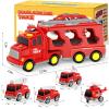 FunMission Toddlers Fire Truck for Kids 3-9 Year Old5 in 1 Friction Power Vehicle Car for 3 4 5 6 7 Years Old Boys GirlsCarrier Truck Transport Toys for Christmas and Birthday Gifts view 2