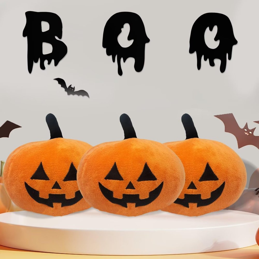 3 Pcs Pumpkin Halloween Pillows Room DecorationCute Pumpkin Throw Pillow Decorative Spooky Home Decoration Halloween Bedroom Sofa Couch Supplies