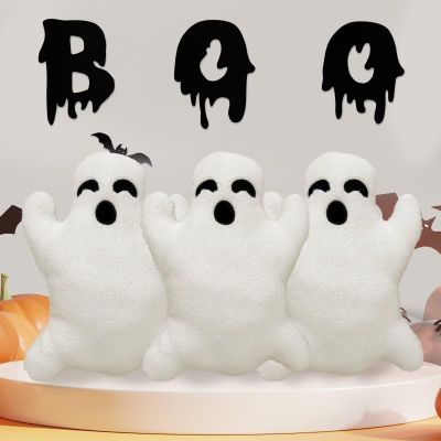 3 Pcs Ghost Halloween Pillows Room DecorationCute Ghost-4 Throw Pillow Decorative Spooky Home Decoration Halloween Bedroom Sofa Couch Supplies