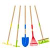 Theefun Kids Garden Tool Set: Safe Toddler Size Hoe, Rake, Shovel, Leaf Rake, Broom 5-Piece Kids Gardening Tools with Wooden Handle and Metal Head for Child Christmas Outdoor Toys Gift for Boys Girls view 1