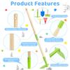 Theefun Kids Garden Tool Set: Safe Toddler Size Hoe, Rake, Shovel, Leaf Rake, Broom 5-Piece Kids Gardening Tools with Wooden Handle and Metal Head for Child Christmas Outdoor Toys Gift for Boys Girls view 4