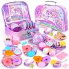 Auney Tea Set Toys for Girls 36pcs, Unicorn Tea Party Toy Pretend Play Toddler Toys, Girls Toys for Birthday Including Carrying Case (Pink Purple Unicorn) view 1