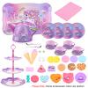 Auney Tea Set Toys for Girls 36pcs, Unicorn Tea Party Toy Pretend Play Toddler Toys, Girls Toys for Birthday Including Carrying Case (Pink Purple Unicorn) view 2