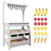 Wooden Market Stand Toy, Pretend Play Grocery Store Playset for Toddler, Fruit Vegetable Stand Selling Stall Shop with 24 PCS Food Accessories for Kids 3+ view 1