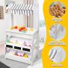 Wooden Market Stand Toy, Pretend Play Grocery Store Playset for Toddler, Fruit Vegetable Stand Selling Stall Shop with 24 PCS Food Accessories for Kids 3+ view 4