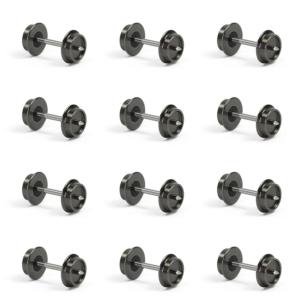 24PCs Wheelsets N Scale 33" Metal DC Wheels Metal Axle for Model Trains Trucks HP05150 (24)
