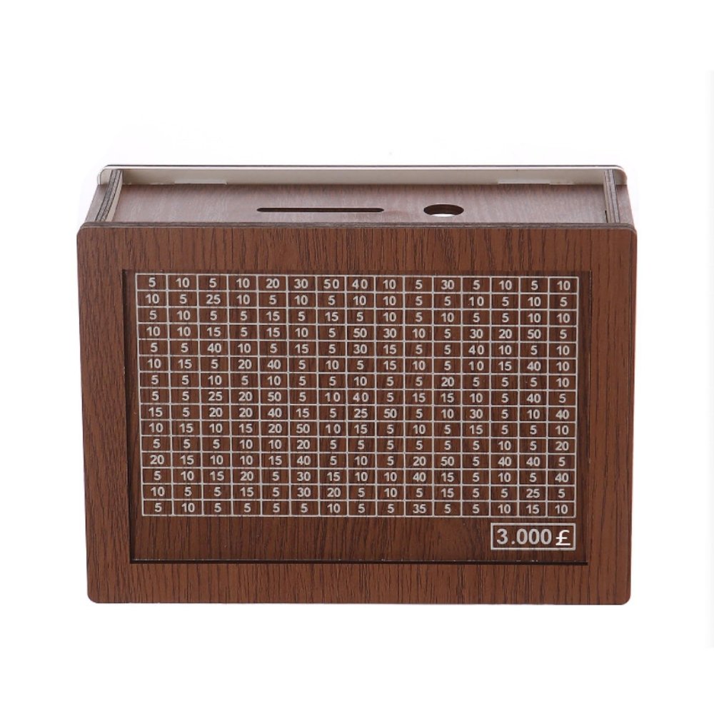 10k Money Saving Box, Money Target and Numbers, Money Saving Challenge Box, Wooden Cash Savings Challenge Box, Best Gift for Boys, Girls(B Pound,3k)
