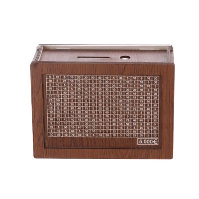 10k Money Saving Box, Money Target and Numbers, Money Saving Challenge Box, Wooden Cash Savings Challenge Box, Best Gift for Boys, Girls(C Euro,5k)