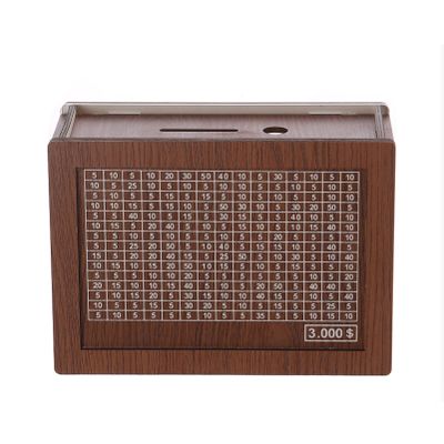 10k Money Saving Box, Money Target and Numbers, Money Saving Challenge Box, Wooden Cash Savings Challenge Box, Best Gift for Boys, Girls(A Dollar,3k)