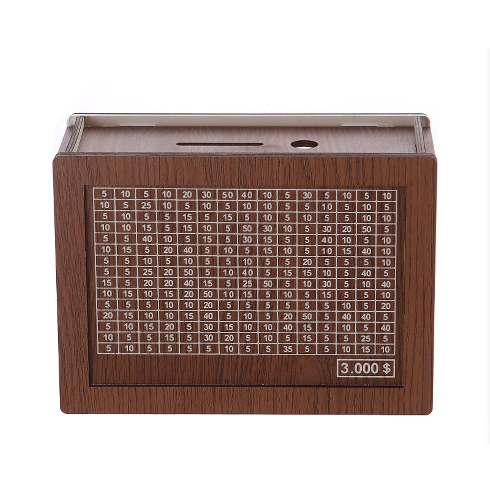 10k Money Saving Box, Money Target and Numbers, Money Saving Challenge Box, Wooden Cash Savings Challenge Box, Best Gift for Boys, Girls(A Dollar,3k)
