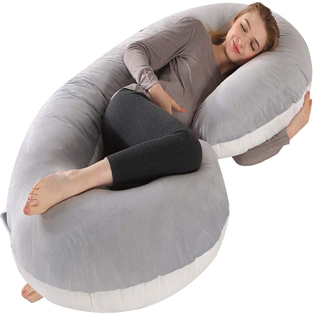 TREEYX Ultimate Comfort Pregnancy Pillow for Expectant Mothers - Double Wedge Design for Belly, Waist, and Back Support - Side Sleeping
