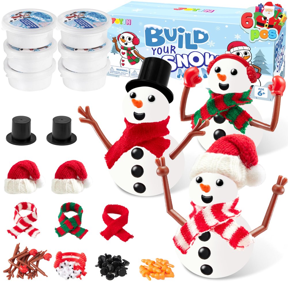 JOYIN Christmas 6 Packs Build a Snowman Craft Kit, Modeling Clay DIY Make a Snowman Kit