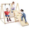Costzon Indoor Jungle Gym, 5-in-1 Foldable Montessori Climbing Toys for Toddlers w/Double-Sided Slide, Swing, Indoor Wooden Playground Climber Playset for Kids 2-6 Years Birthday Gifts view 1