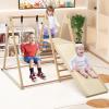 Costzon Indoor Jungle Gym, 5-in-1 Foldable Montessori Climbing Toys for Toddlers w/Double-Sided Slide, Swing, Indoor Wooden Playground Climber Playset for Kids 2-6 Years Birthday Gifts view 4