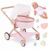 LullaBaby  14-Inch Doll & Twin Stroller Accessories Set  Foldable Canopy & Storage Basket  Pink & Golden Stars Design  Pretend Play 2+ Years Doll Double Stroller Set view 1