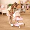 LullaBaby  14-Inch Doll & Twin Stroller Accessories Set  Foldable Canopy & Storage Basket  Pink & Golden Stars Design  Pretend Play 2+ Years Doll Double Stroller Set view 2