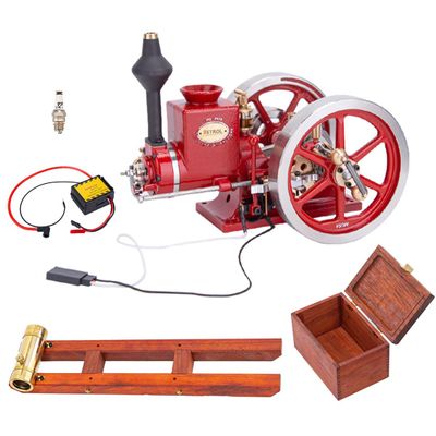 OYDL Retrol Engine Model That Works, Retrol HM-01 7cc Engine 4-Stroke Horizontal Hit and Miss Engine Internal Combustion Engine Model, One Key Start Metal Engine Science Toys for Adults