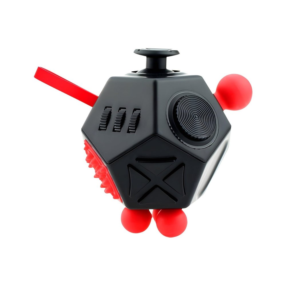 YUFENGBY Fidget Toys Cube 12-Sided Decompression Cube Relieve Stress Anti Anxious Depression with Autism for Children and Adults (Black Red-A4)