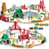 SainSmart Jr. 112-Piece Wooden Train Set for Toddler  Double-Sided Train Tracks, Compatible with Brio, Thomas, Melissa & Doug  Perfect Wood Toy for Boys and Girls view 1