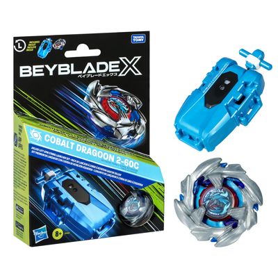 Beyblade X Cobalt Dragoon 2-60C Deluxe Left-Spin String Launcher Set with Attack Type Top Left-Spinning Top Toy; Great Gift for 8 Year Old Boys and Girls