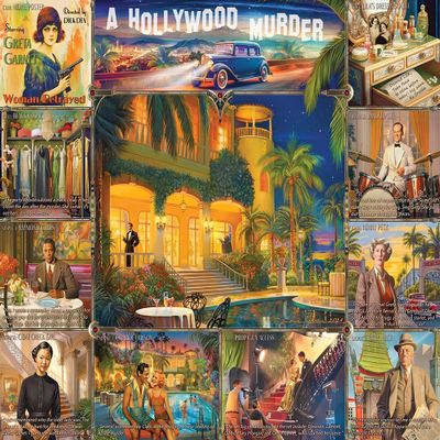 White Mountain 1000 Piece Jigsaw Puzzle Vintage Film Detective Collage Puzzles with Large Pieces Gift for Adults and Family 24"x30" - Hollywood Murder-Mystery