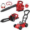 Kids Leaf Blower, Toy Chainsaw, and Lawn Mower Set | Realistic Toddler Landscaping Power Tools with Sound and Action | Includes Safety Goggles Mask and Earmuffs view 1