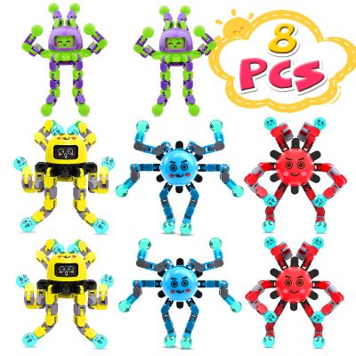 ASIOWELY Transformable Fidget Spinner Toys for Kids and Adults,8 PCS Sensory Toy for Boys Girl ADHD Stress Relief,Valentines Day Gifts for Teens Fingertip Gyros Birthdays Easter Basket Stuffers Travel