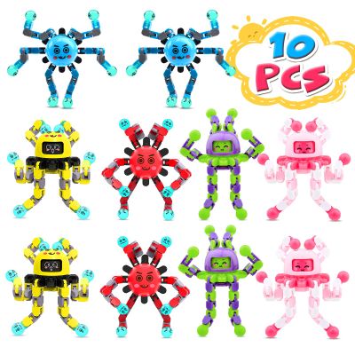 ASIOWELY Transformable Fidget Spinner Toys for Kids and Adults,10 PCS Sensory Toy for Boy Girl ADHD Stress Relief,Valentines Day Gifts for Teens Fingertip Gyros Birthdays Easter Basket Stuffers Travel