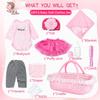 10 Pcs Reborn Baby Doll Clothes Girl with Bassinet Accessories, Newborn Doll Pink Outfit 17-22 Inch Tulle Skirt & Blanket view 3
