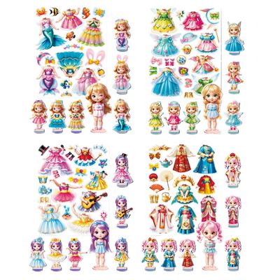 Lovyan Magnetic Dress up Dolls - Girls Fun Mix and Match Play Magnetic Paper Dolls with 4 Themed Magnetic Costume Stickers for Creating Imaginative Birthday Gifts