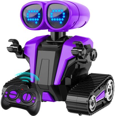 MindPal Robot Toys for Boys Girls with Auto-Demonstration Robots for Kids Remote Control Rechargeable Emo Robot with LED Eyes Age 3 Years and Up Purple