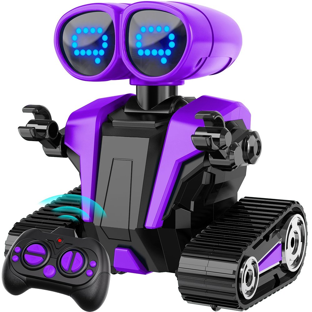 MindPal Robot Toys for Boys Girls with Auto-Demonstration Robots for Kids Remote Control Rechargeable Emo Robot with LED Eyes Age 3 Years and Up Purple