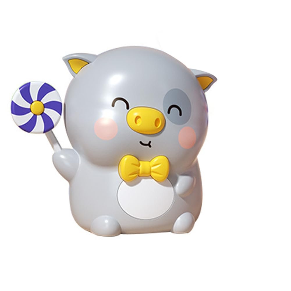 Jaugufiy Cute Cartoon Pig Piggy BankPiggy Bank for Kids, Unbreakable Coin Bank Saving Money Bank, Creative Coin Box Money Birthday Gift for Boys Girls (Grey)