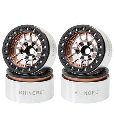 RhinoRC MOZA 1.9 Inch Negative Offset Aluminum Wheel Rim 4PCS Beadlock RC Tires for 1/10 RC Crawler Axial SCX10 RR10 Wraith TRX4 TRX-6 (WH1907)