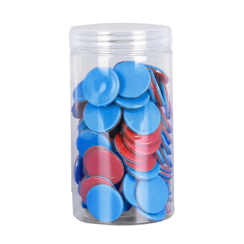 Educational Math Manipulatives Set - 100 Pieces with Storage Container, Red Blue