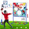 2-in-1 Football & Baseball Toss Target Games for Kids 4-8 8-12, 3-Hole Double-Sided Strike Zone with T Ball Set and Ball Launcher for Toddlers, Indoor Outdoor Toys Backyard Sport Gifts for Boys view 1