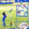 2-in-1 Football & Baseball Toss Target Games for Kids 4-8 8-12, 3-Hole Double-Sided Strike Zone with T Ball Set and Ball Launcher for Toddlers, Indoor Outdoor Toys Backyard Sport Gifts for Boys view 3