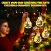 6 Pack Christmas Tree Bulb Ornament with Light Building Set, Including Gingerbread House, Penguin House, Christmas House, Fireplace, Nutcracker, Reindeer, Stocking Stuffer Toy Gifts for Kids.(405PCS) view 2