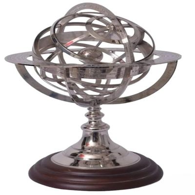 ANTIQUE AURA Brass Nautical Astrolabe Sun Signs Sphere | Rotating Armillary Zodiac Sphere Globe | Home Decor | Nickel, 11 Inches
