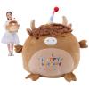 17 Inch Happy Birthday Highland Cow Plush Hugging Pillow - Cute Animal Plushies Toys, Brown Fluffy Scottish Cow Stuffed Animals Gift for Kids and Lovers view 1