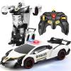 Getatoy Remote Control Car Transformer Toys for Boy 4-6 Years Old: One-Button Transforming Police Car with LED Light & 360 Rotation Drifting 2.4 Ghz Robot RC Car Christmas Birthday Gift Idea for Kids view 1