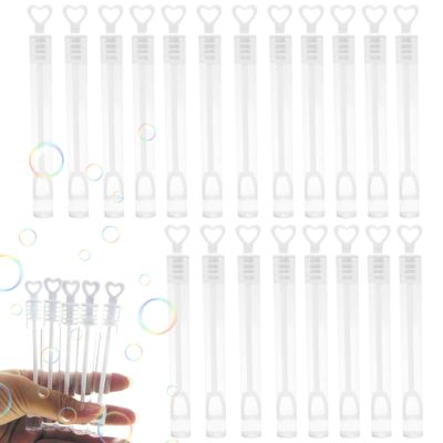 Peosaard Soap Bubbles Wedding Set 20PCS Clear Pre Filled Heart Tube Wedding Bubbles with Heart Handle Not Easy Break Soap Bubbles Toy for Wedding Valentine's Day Birthday Party Gift, Soap Bubbles Toy