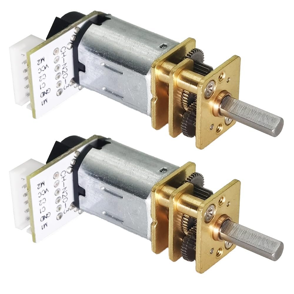 2Pcs DC 12V 100RPM N20 Encoder Motor for Raspberry Pi 3-12V 7.5-3000RPM Geared Motor with Speed Control (12-100)