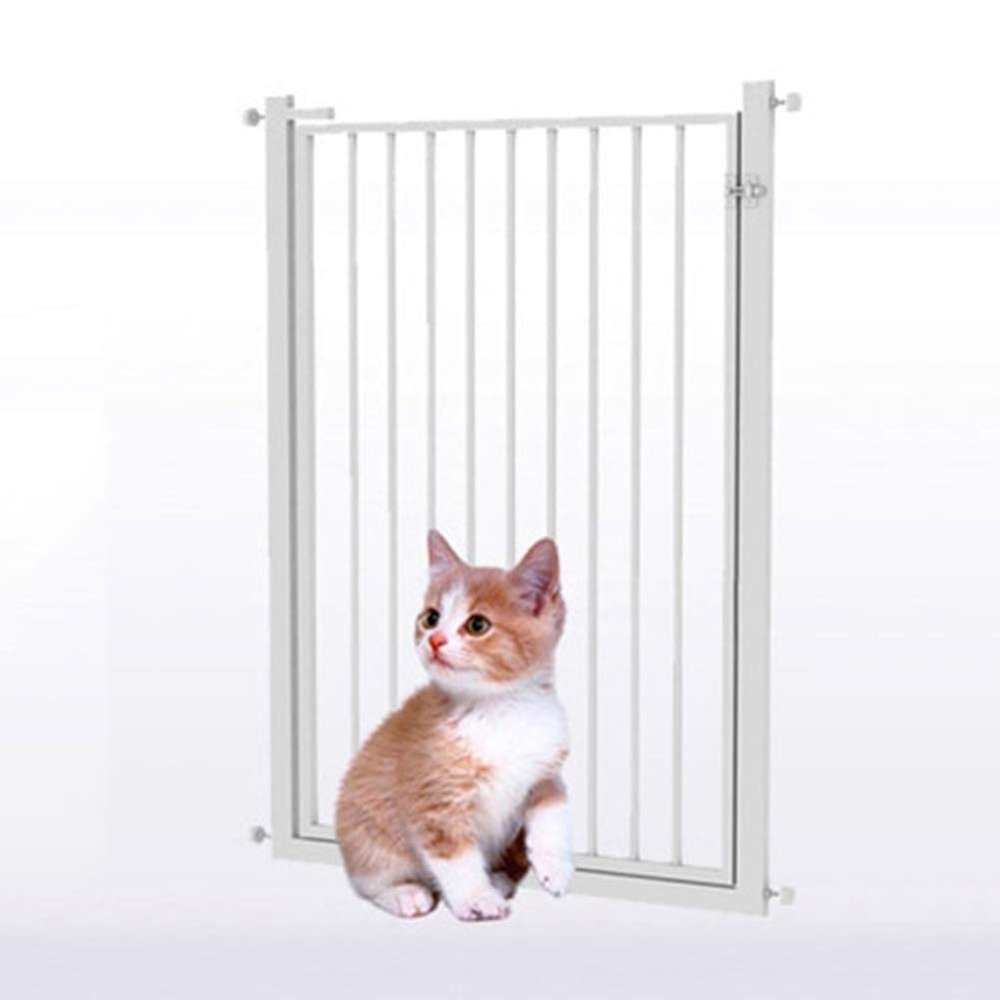 GOCHUSX Walk Thru Pets Gate, Easy Open Metal Dog Gate, Includes Extension Kit Safety Door with 4 Pack Pressure Mount Kit(55-59cm)