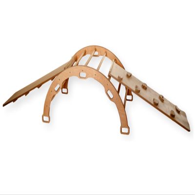 Montessori Climbing Arch | Wooden Arch for Toddler | Rocker Arch for Kids | Wooden Climbing Dome | Indoor Playground for Kids and Toddler | Climber Ladder Structure Gift (Arch + 2 Ramps)