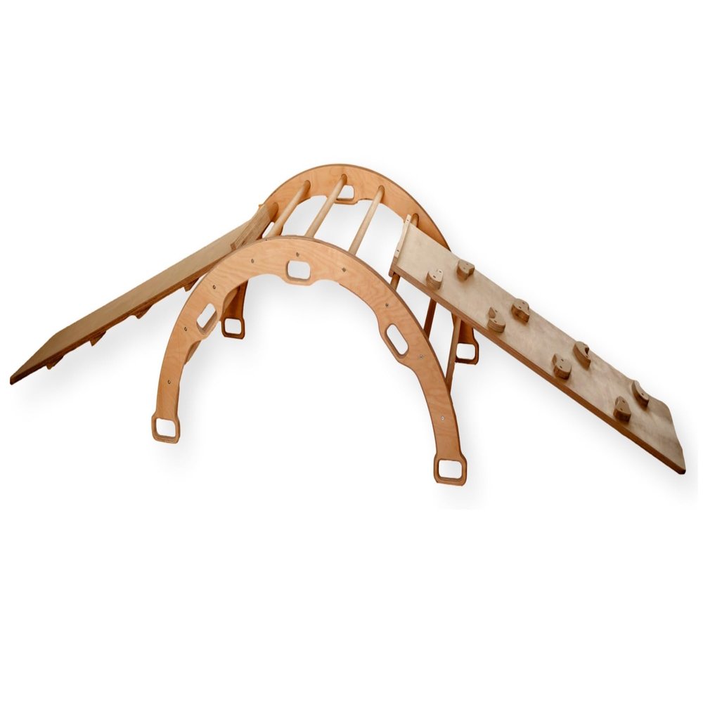 Montessori Climbing Arch | Wooden Arch for Toddler | Rocker Arch for Kids | Wooden Climbing Dome | Indoor Playground for Kids and Toddler | Climber Ladder Structure Gift (Arch + 2 Ramps)