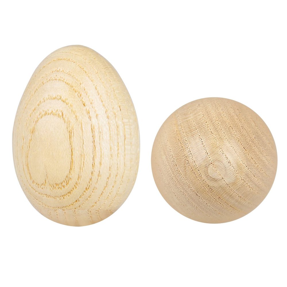 2Pcs/set Natural Wooden Simulation Eggs Wood Painted Craft Educational Kids Toy Decoration For Home
