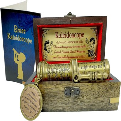 MAH Handcrafted Brass Kaleidoscope  Vintage Nautical Collectible Gift for Adults & Collectors  Sentimental Keepsake with Greeting Card  Decorative Home Dcor Accent  Timeless Pattern Design