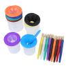 10 Pieces Spill Proof Paint Cups, Kids Painting Set with Paintbrushes for Toddlers Kids Preschool Art Supplies view 1